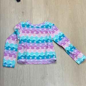 Ruffle Butts Pastel Wave Long Sleeve Rash-guard Swim Shirt 3T